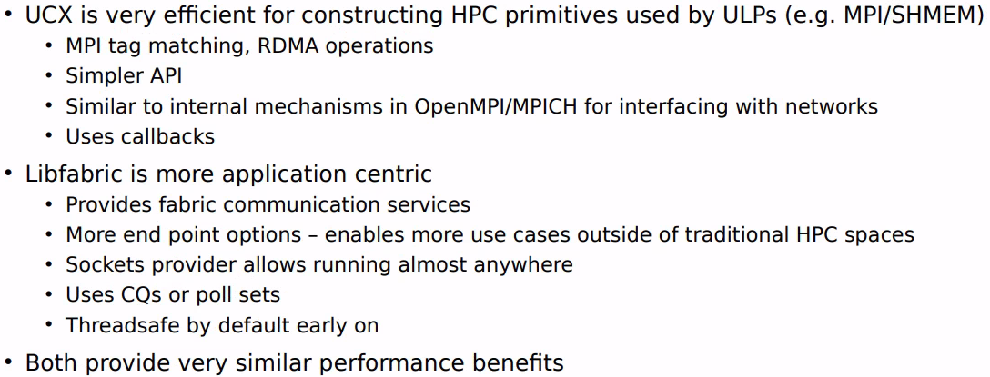 UCX vs libfabric